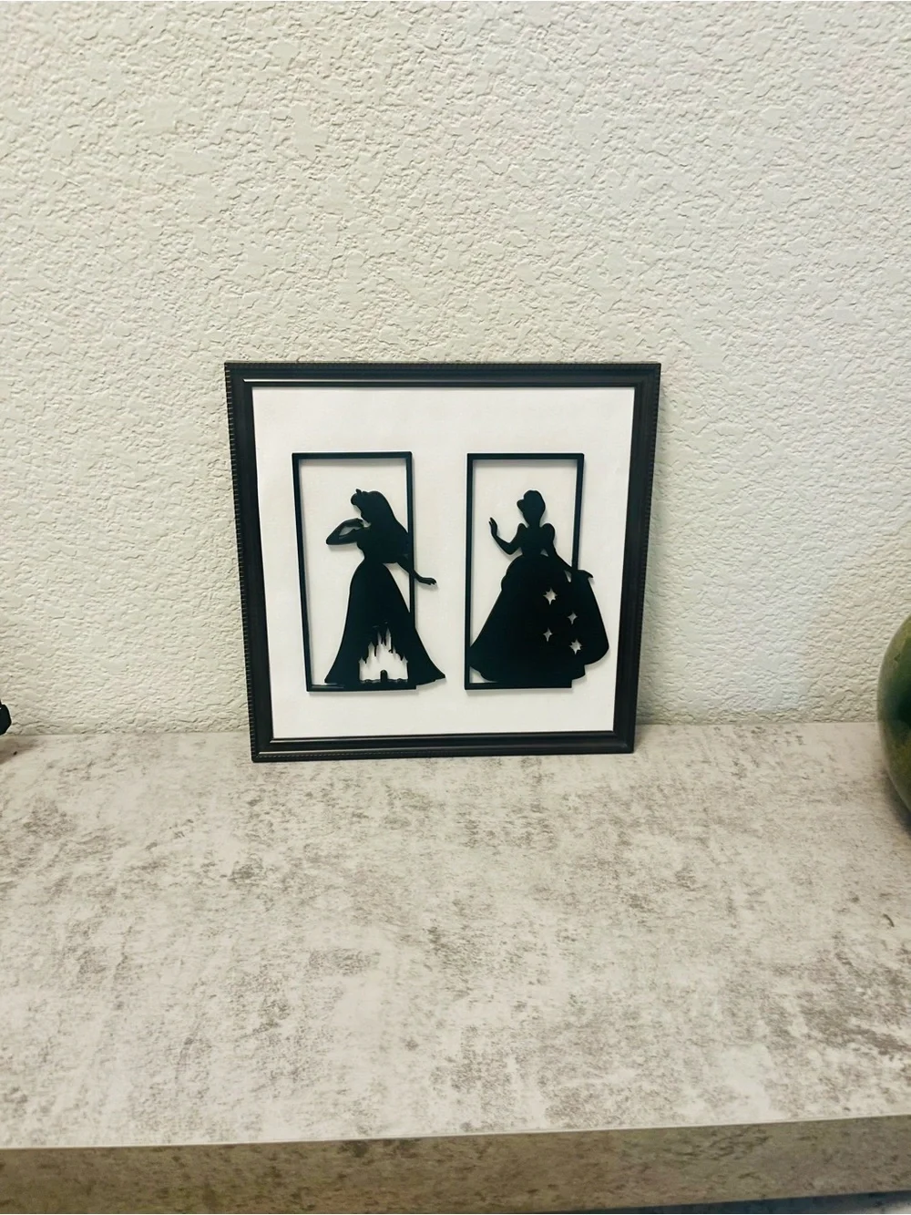 Black Silhouette Princess Wall Art - Framed Home Wall Decor